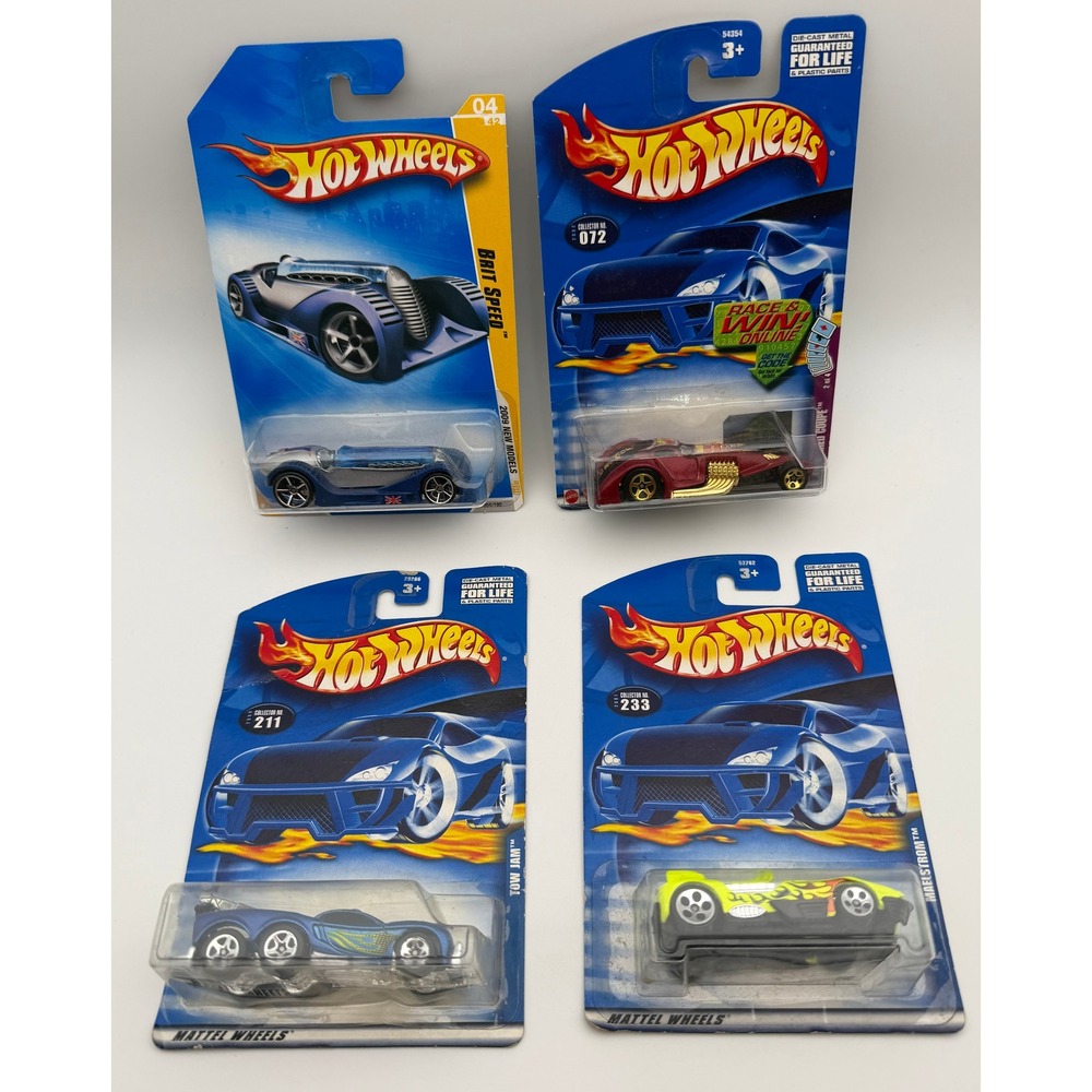 Hot Wheels Lot of 4 Brit Speed Hammered Coupe Maelstrom Tow Jam New On Card